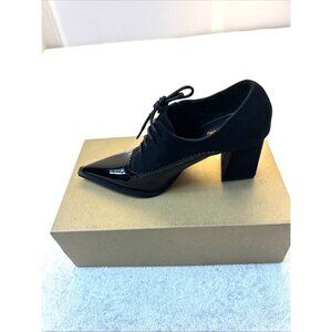 Daisi Q High Heels Point Toe Lace Up Granny Goth Shoes Suede Women SZ 6.5 EU 37